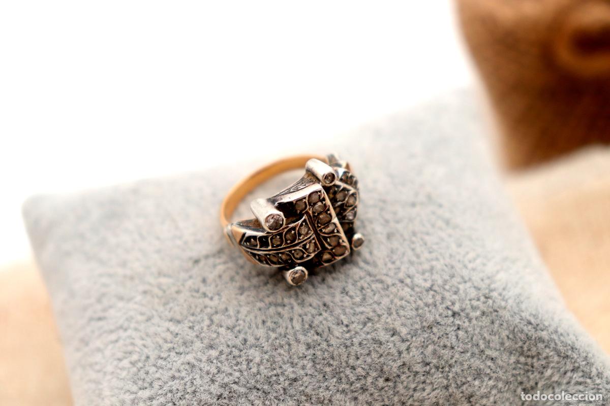 Joyeria: Anillo de oro y plata de 19,2K con diamantes. - Foto 3