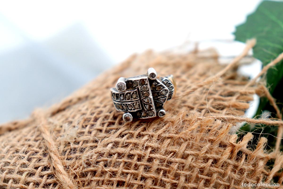 Joyeria: Anillo de oro y plata de 19,2K con diamantes. - Foto 5
