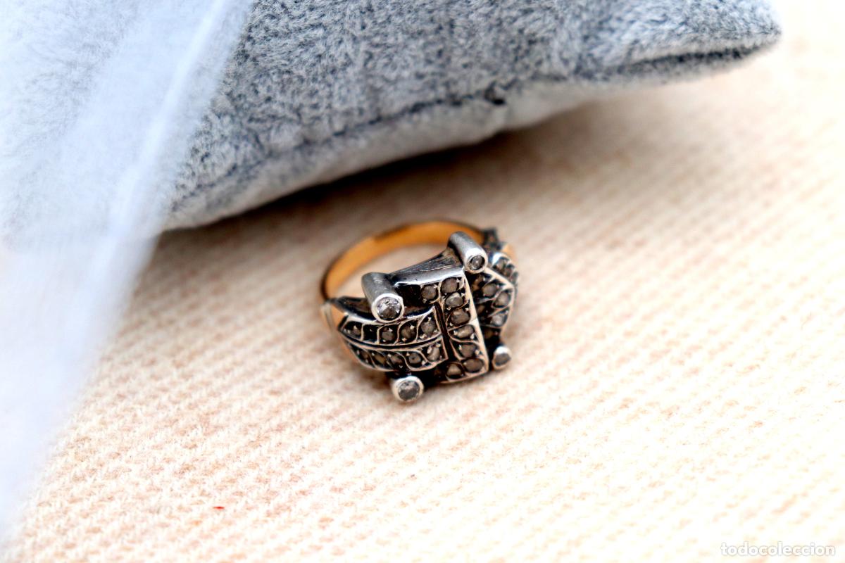 Joyeria: Anillo de oro y plata de 19,2K con diamantes. - Foto 7