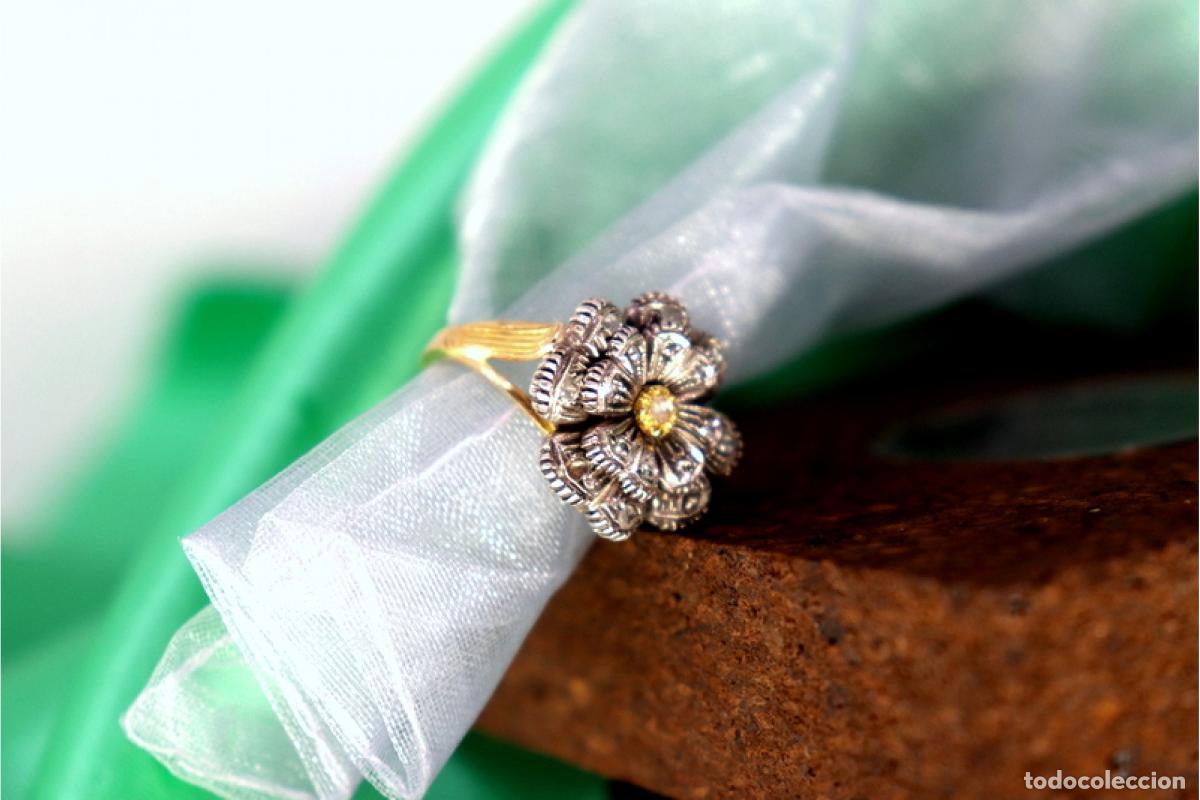 Joyeria: Anillo de oro y plata de 19,2K con diamantes. - Foto 4