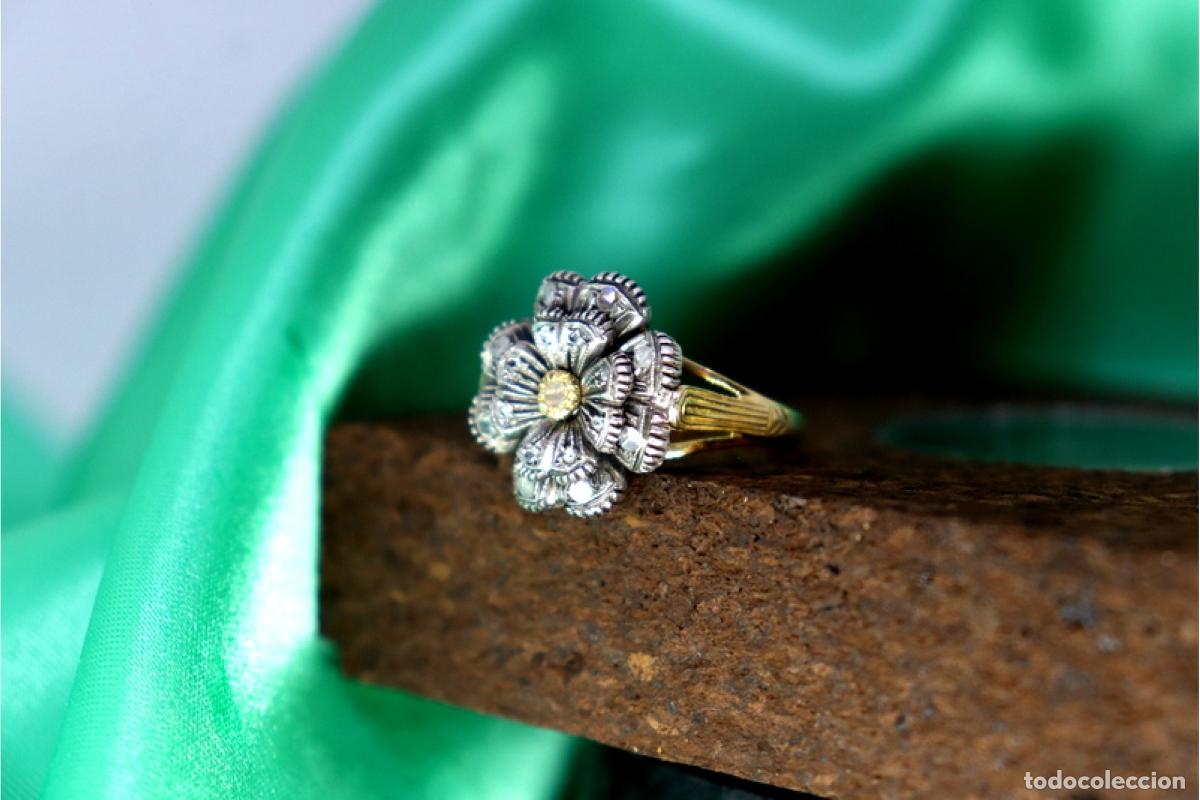 Joyeria: Anillo de oro y plata de 19,2K con diamantes. - Foto 5