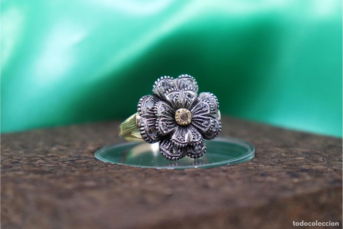 Joyeria: Anillo de oro y plata de 19,2K con diamantes. - Foto 1