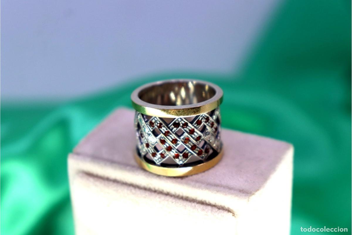 Joyeria: Anillo de oro y plata de 19,2K con granates. - Foto 6