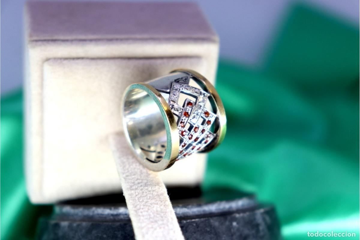 Joyeria: Anillo de oro y plata de 19,2K con granates. - Foto 8
