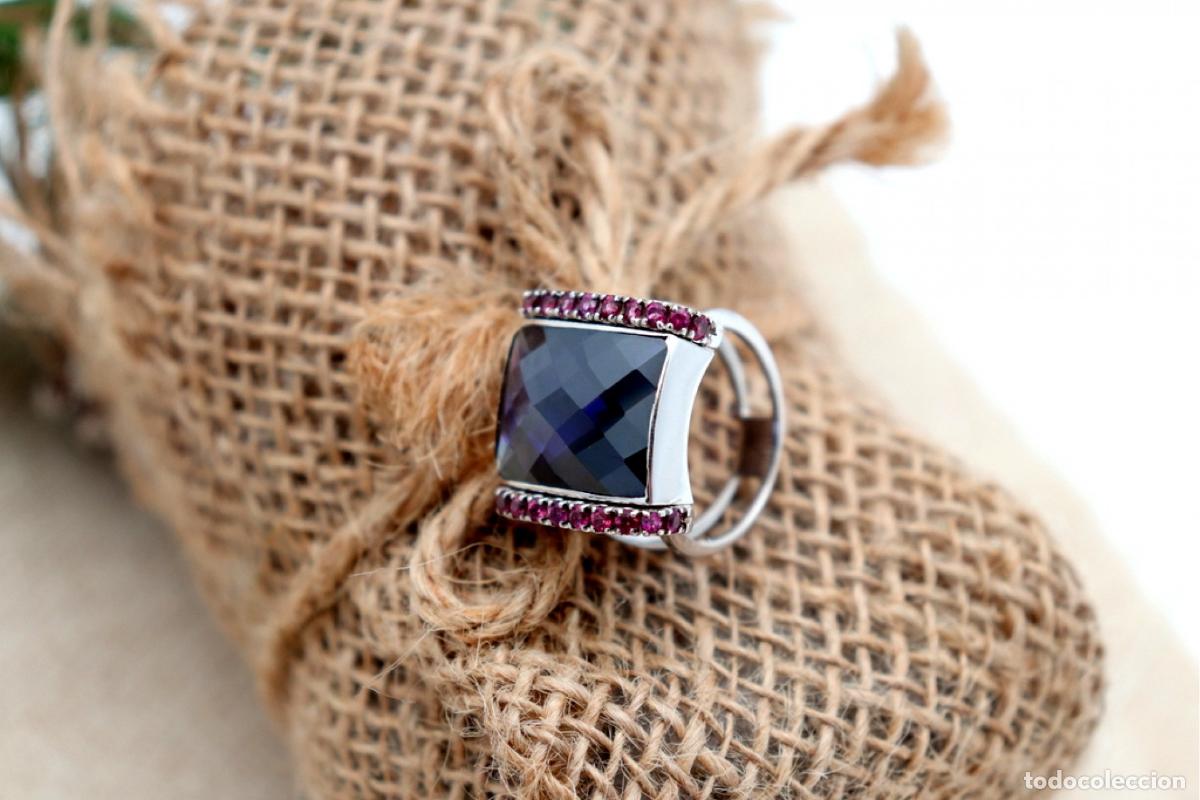 Joyeria: Anillo de oro blanco de 19,2K con tanzanitas. - Foto 4