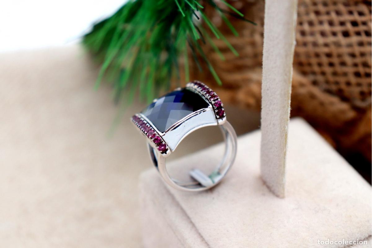 Joyeria: Anillo de oro blanco de 19,2K con tanzanitas. - Foto 6