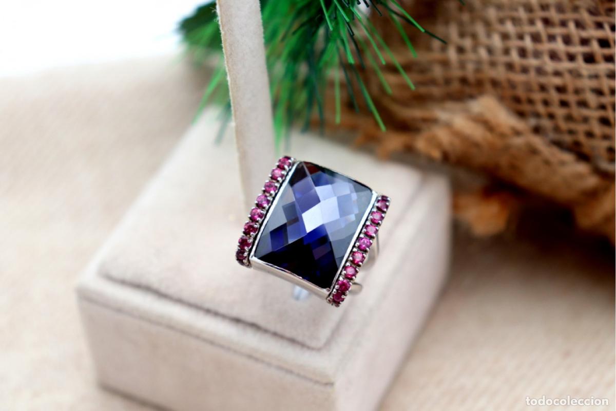 Joyeria: Anillo de oro blanco de 19,2K con tanzanitas. - Foto 1
