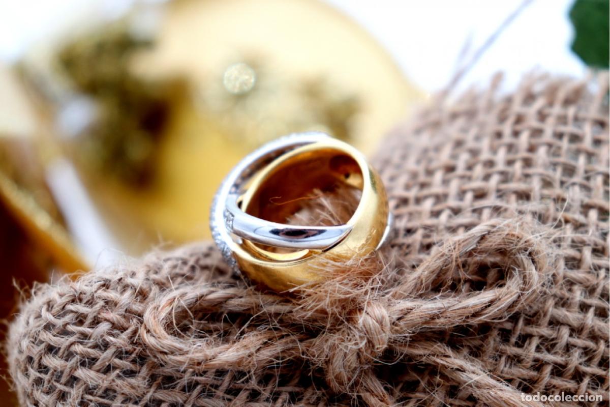 Joyeria: Anillo de oro bicolor de 19,2K con diamantes. - Foto 2