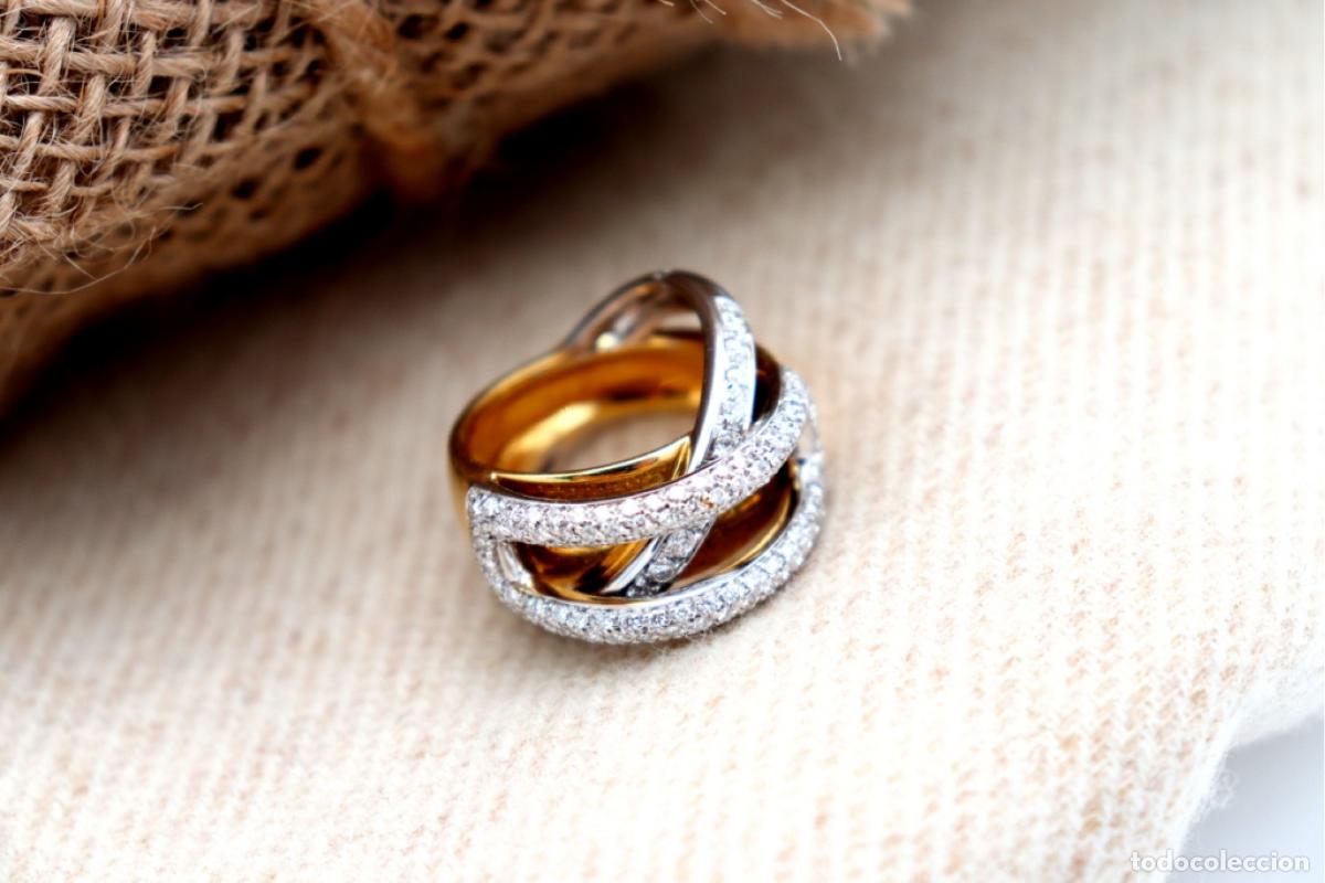 Joyeria: Anillo de oro bicolor de 19,2K con diamantes. - Foto 3