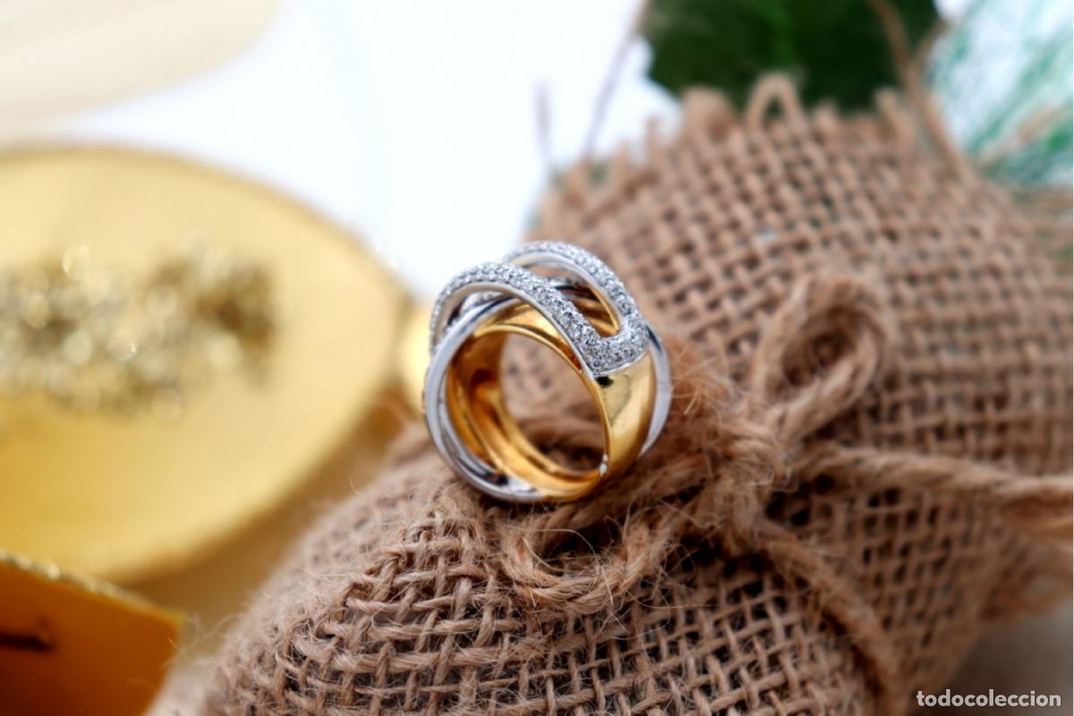 Joyeria: Anillo de oro bicolor de 19,2K con diamantes. - Foto 4