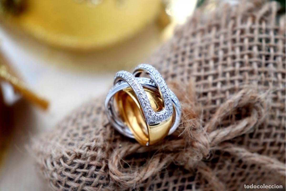 Joyeria: Anillo de oro bicolor de 19,2K con diamantes. - Foto 5