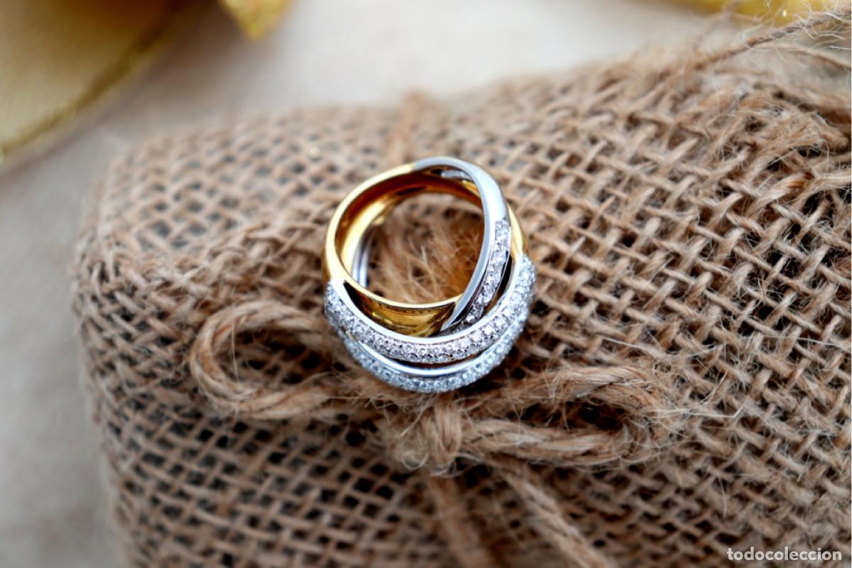 Joyeria: Anillo de oro bicolor de 19,2K con diamantes. - Foto 6