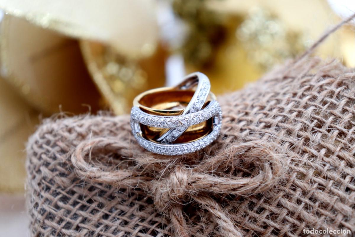 Joyeria: Anillo de oro bicolor de 19,2K con diamantes. - Foto 7
