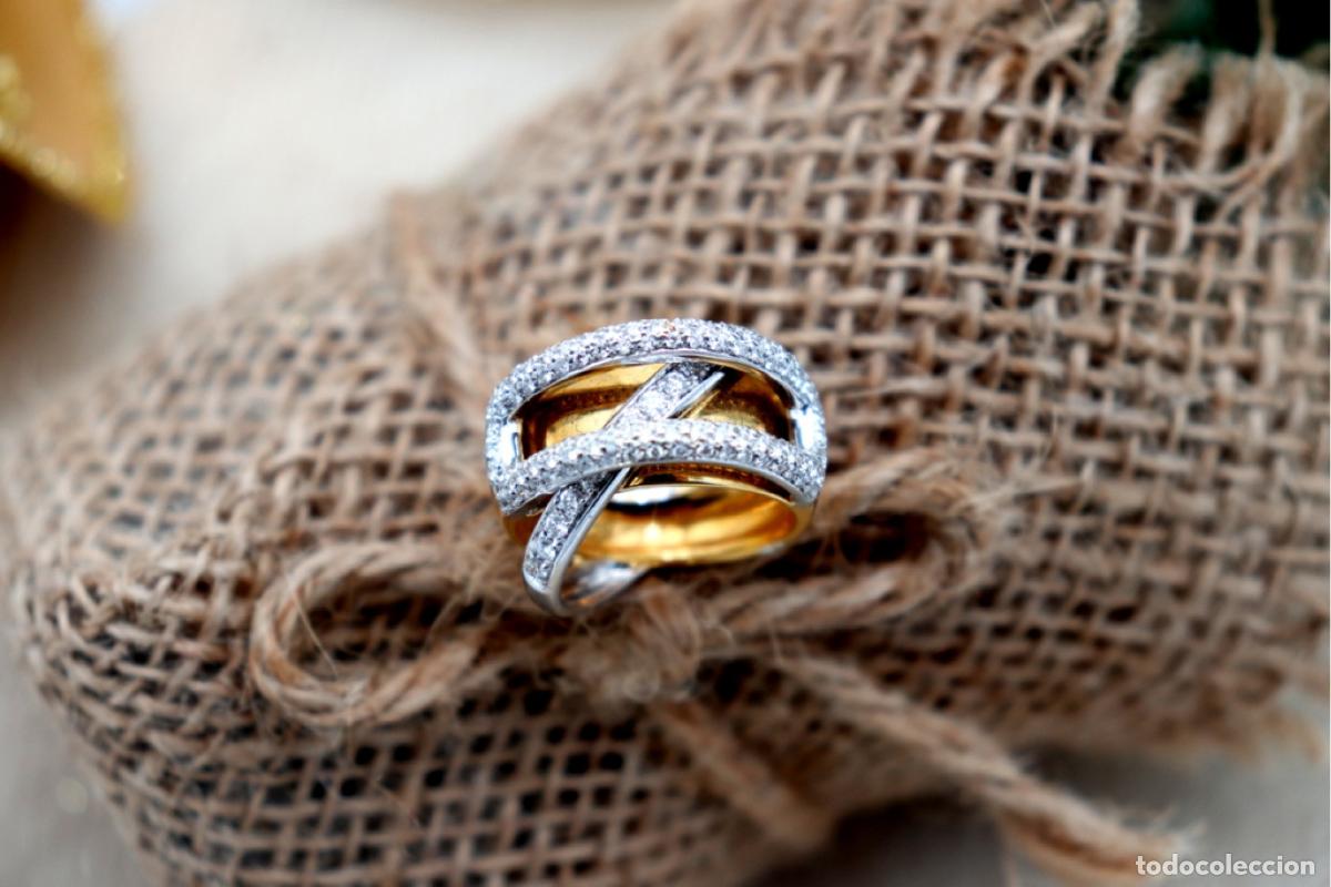 Joyeria: Anillo de oro bicolor de 19,2K con diamantes. - Foto 8
