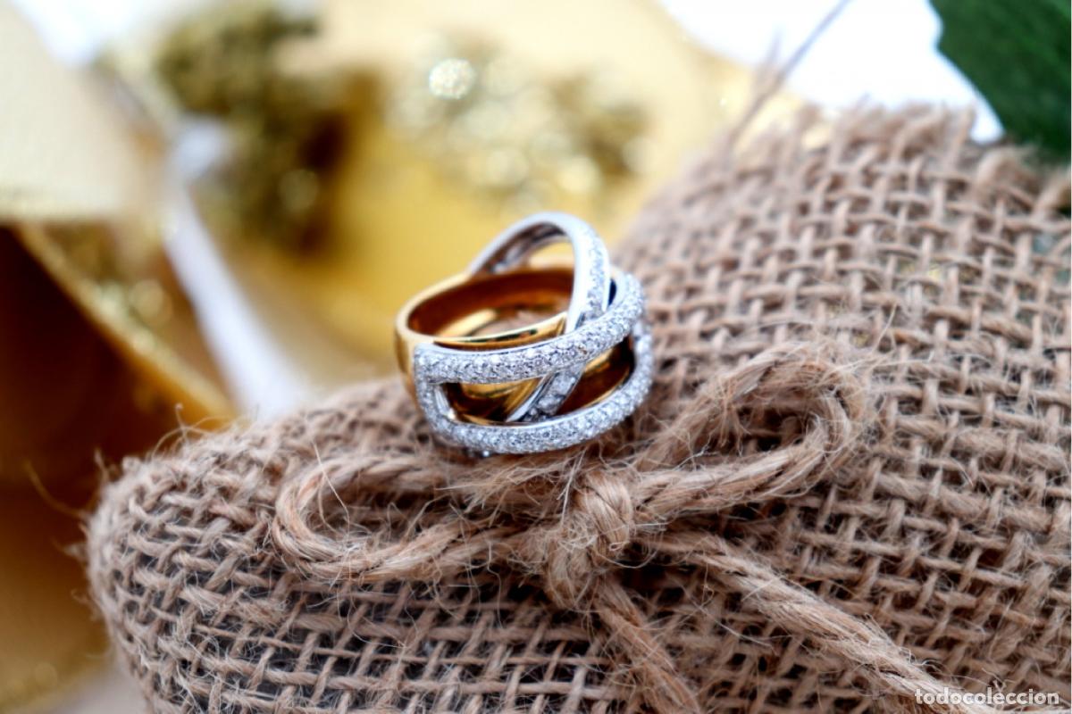 Joyeria: Anillo de oro bicolor de 19,2K con diamantes. - Foto 1