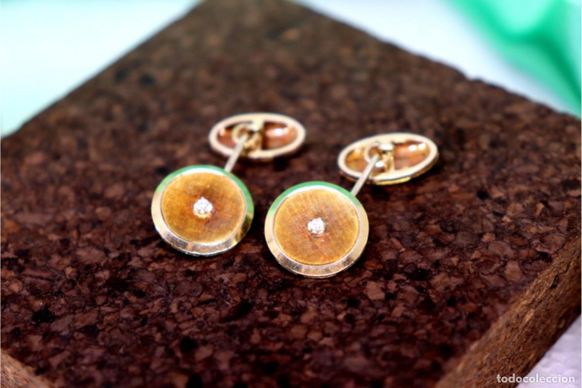 Joyeria: Gemelos de oro de 18 quilates con diamantes - Foto 3