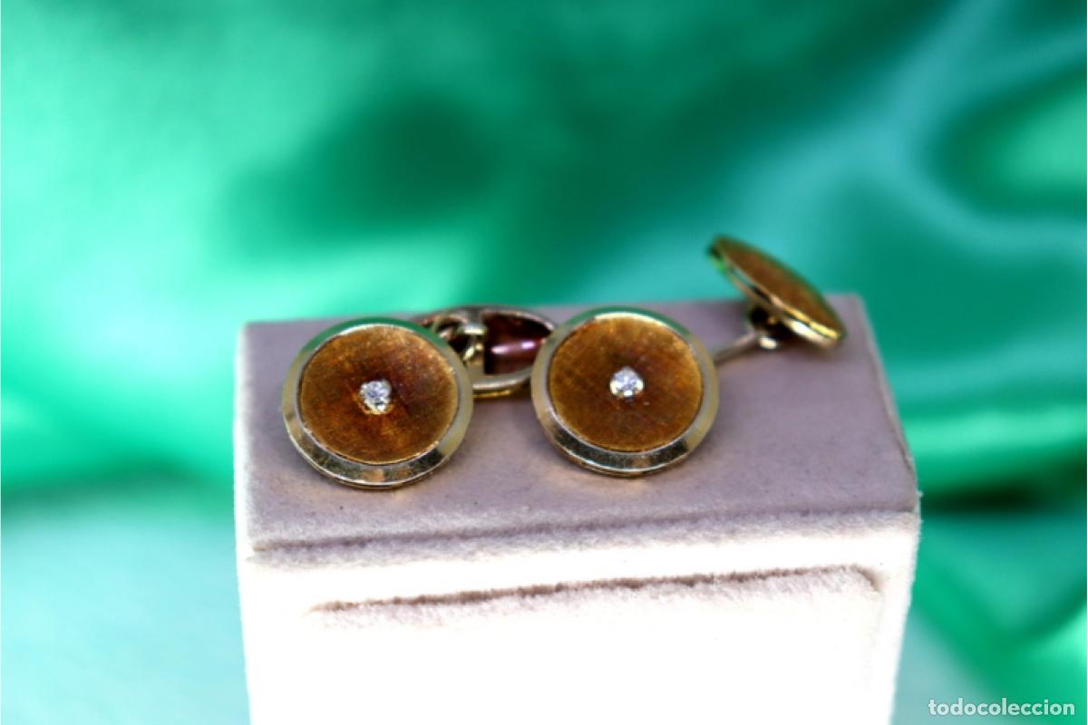 Joyeria: Gemelos de oro de 18 quilates con diamantes - Foto 4