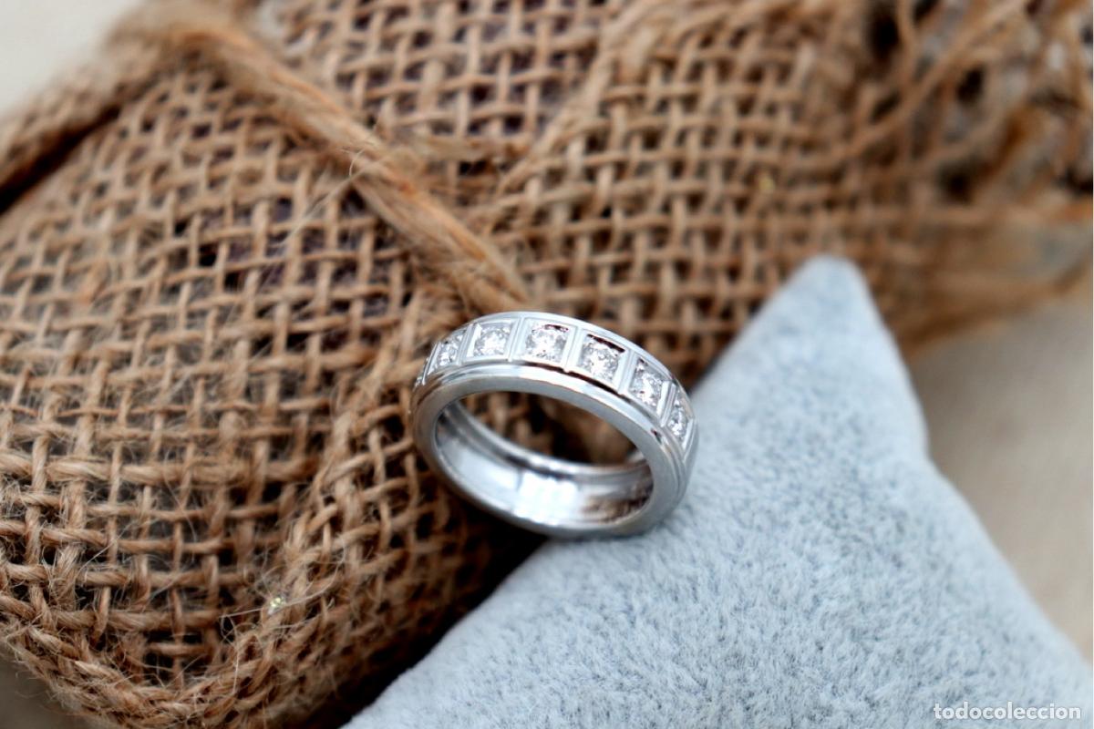 Joyeria: Anillo de oro blanco de 19,2K con diamantes. - Foto 3