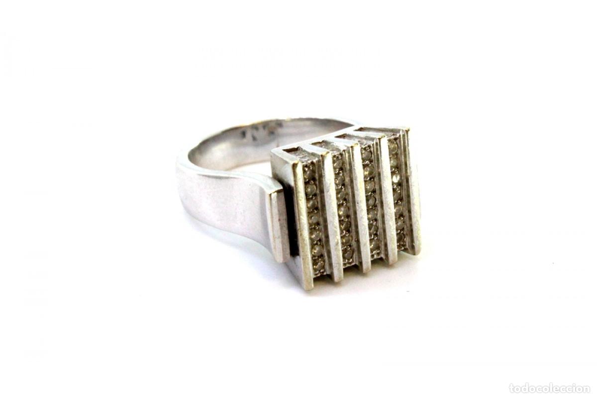 Joyeria: Anillo de oro blanco de 19,2K con diamantes. - Foto 2
