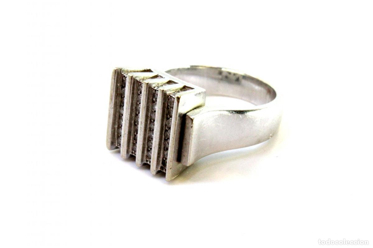 Joyeria: Anillo de oro blanco de 19,2K con diamantes. - Foto 3