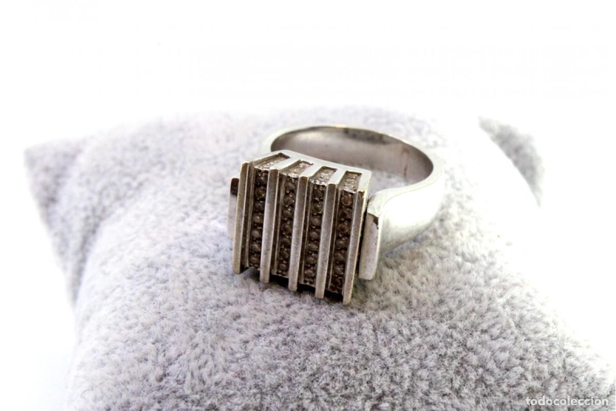 Joyeria: Anillo de oro blanco de 19,2K con diamantes. - Foto 6