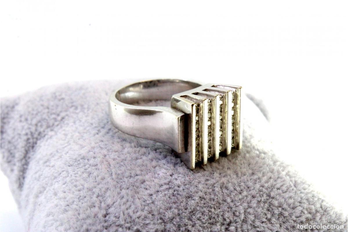 Joyeria: Anillo de oro blanco de 19,2K con diamantes. - Foto 9