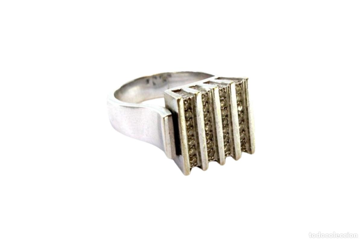 Joyeria: Anillo de oro blanco de 19,2K con diamantes. - Foto 1