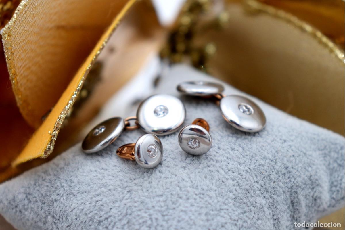Joyeria: Gemelos de oro de 19,2 quilates con diamantes - Foto 2