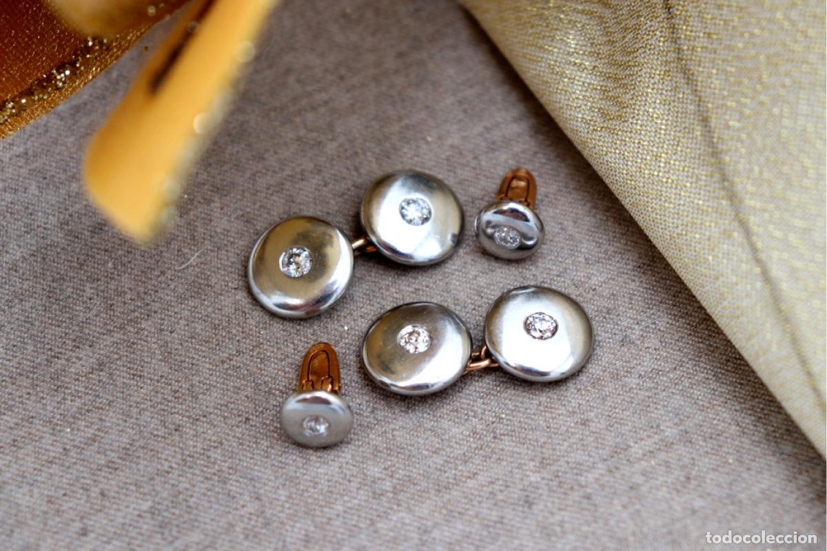 Joyeria: Gemelos de oro de 19,2 quilates con diamantes - Foto 3