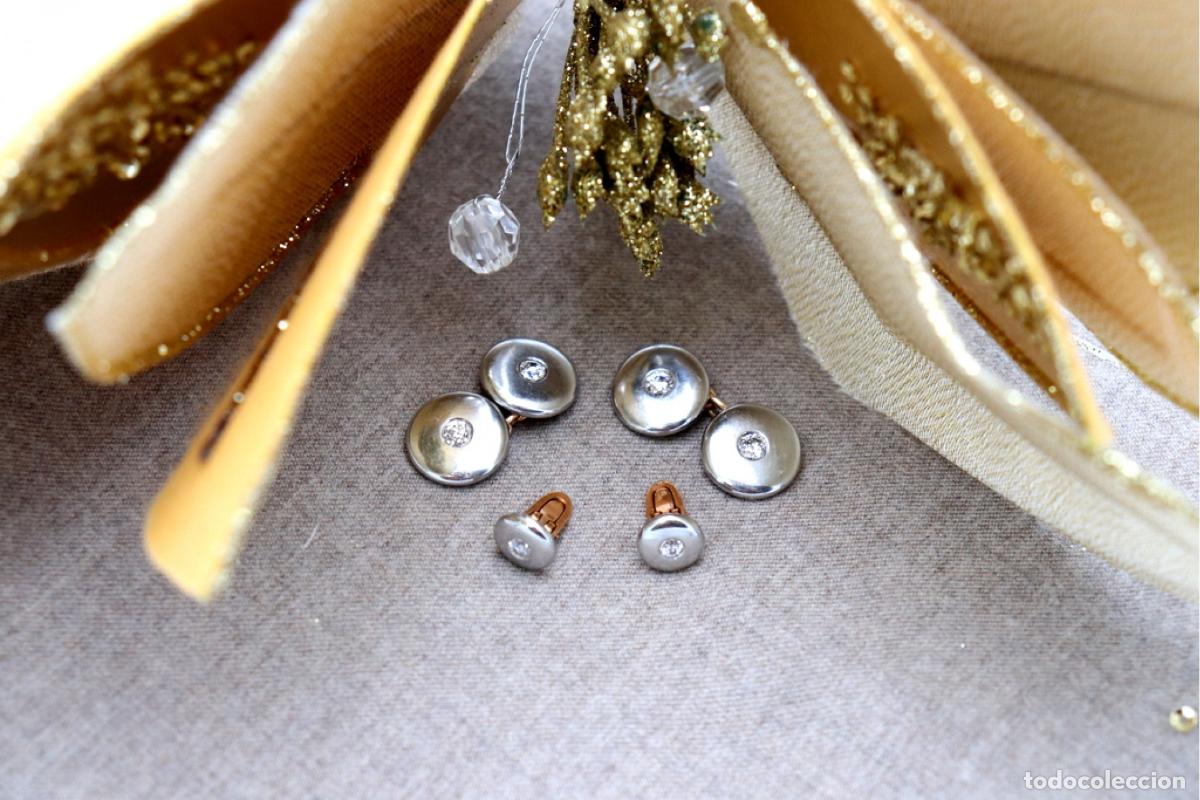 Joyeria: Gemelos de oro de 19,2 quilates con diamantes - Foto 4