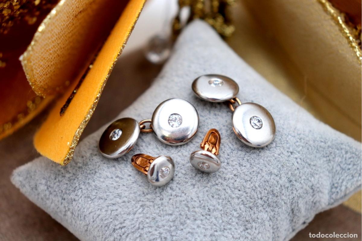 Joyeria: Gemelos de oro de 19,2 quilates con diamantes - Foto 1