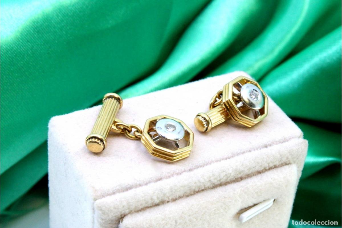 Joyeria: Gemelos de oro de 19,2 quilates con diamantes - Foto 2