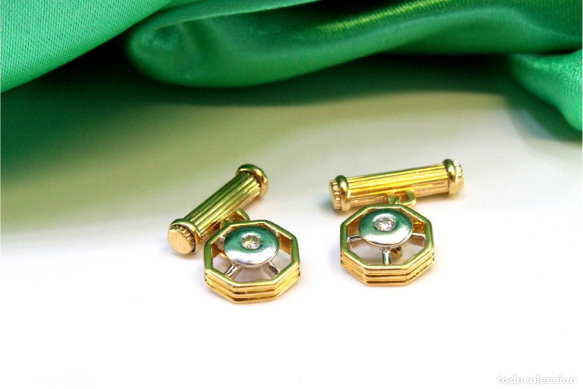 Joyeria: Gemelos de oro de 19,2 quilates con diamantes - Foto 4