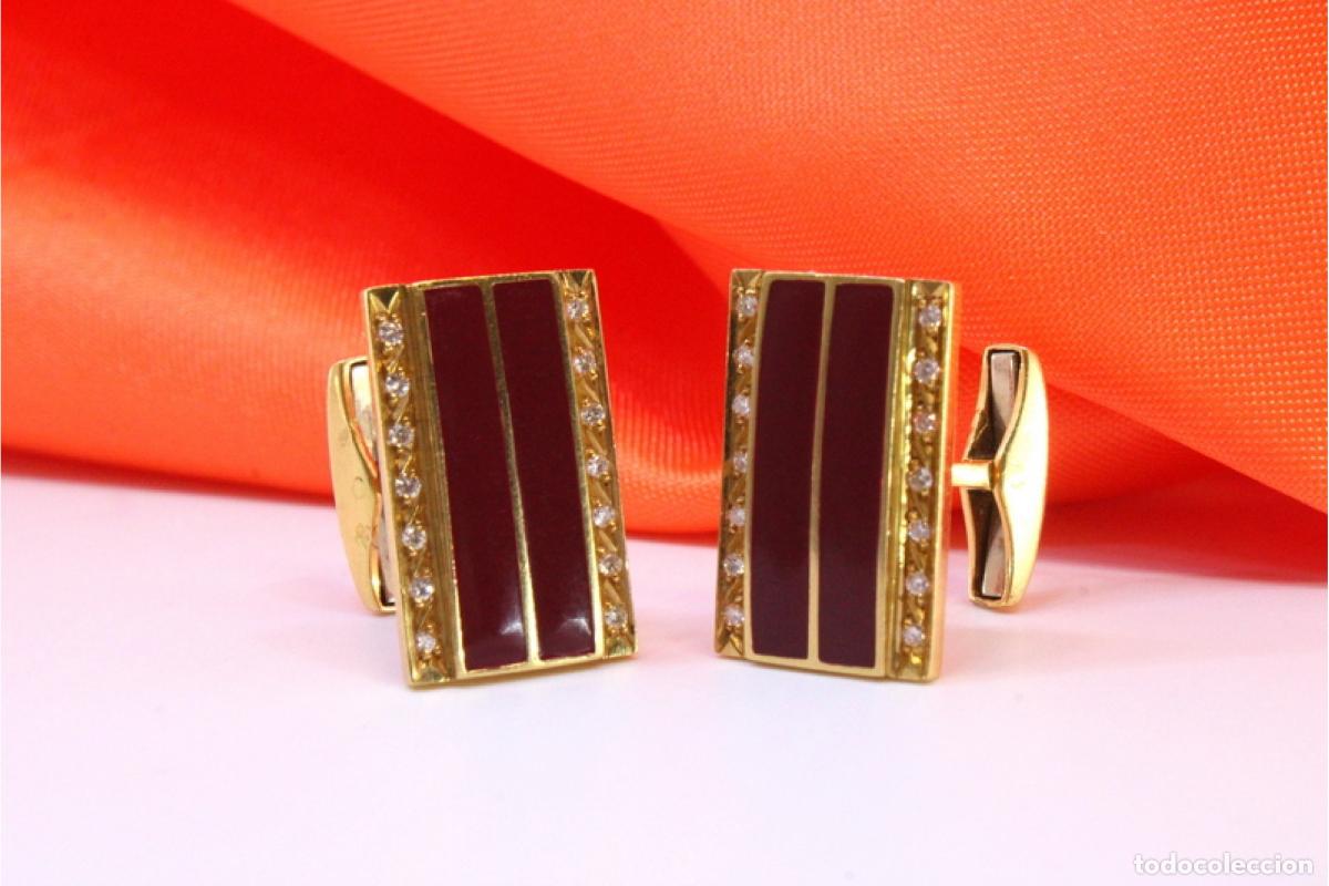 Joyeria: Gemelos de oro de 19,2 quilates con diamantes - Foto 4