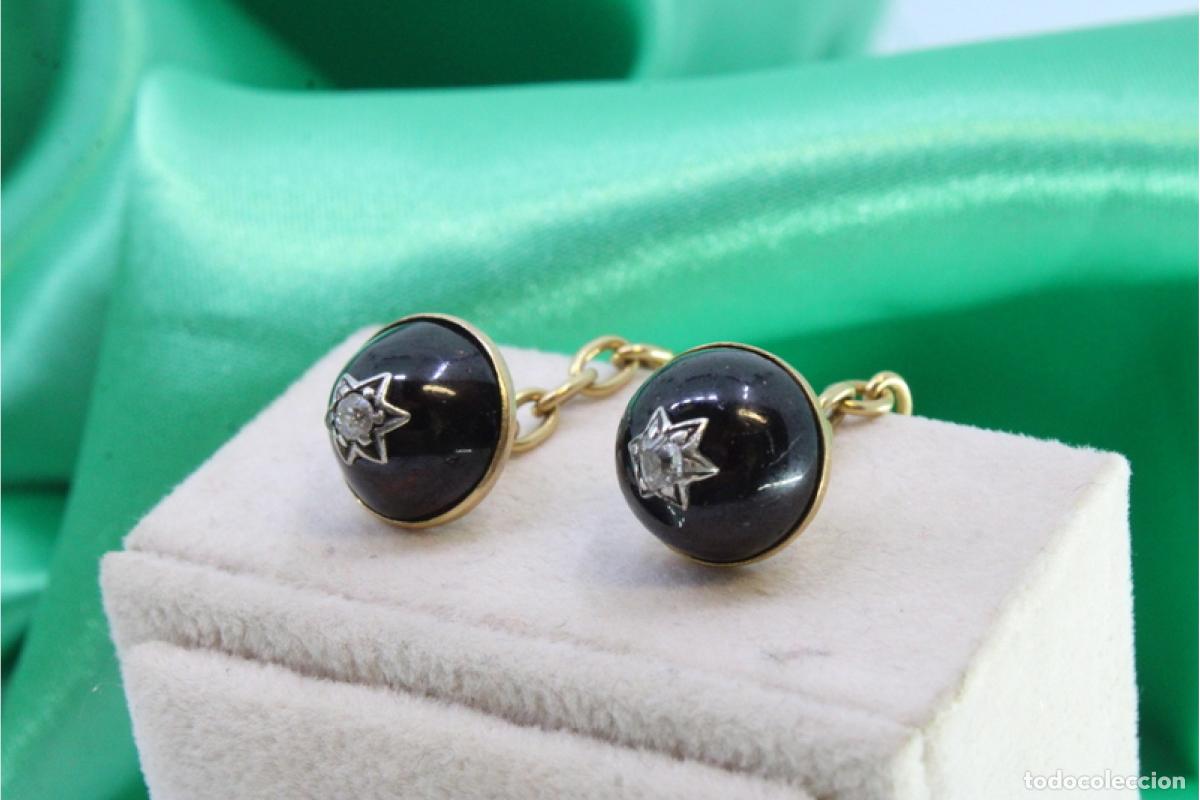 Joyeria: Gemelos de oro de 19,2 quilates con diamantes - Foto 4