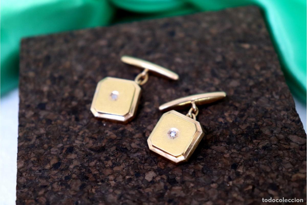 Joyeria: Gemelos de oro de 19,2 quilates con diamantes - Foto 2