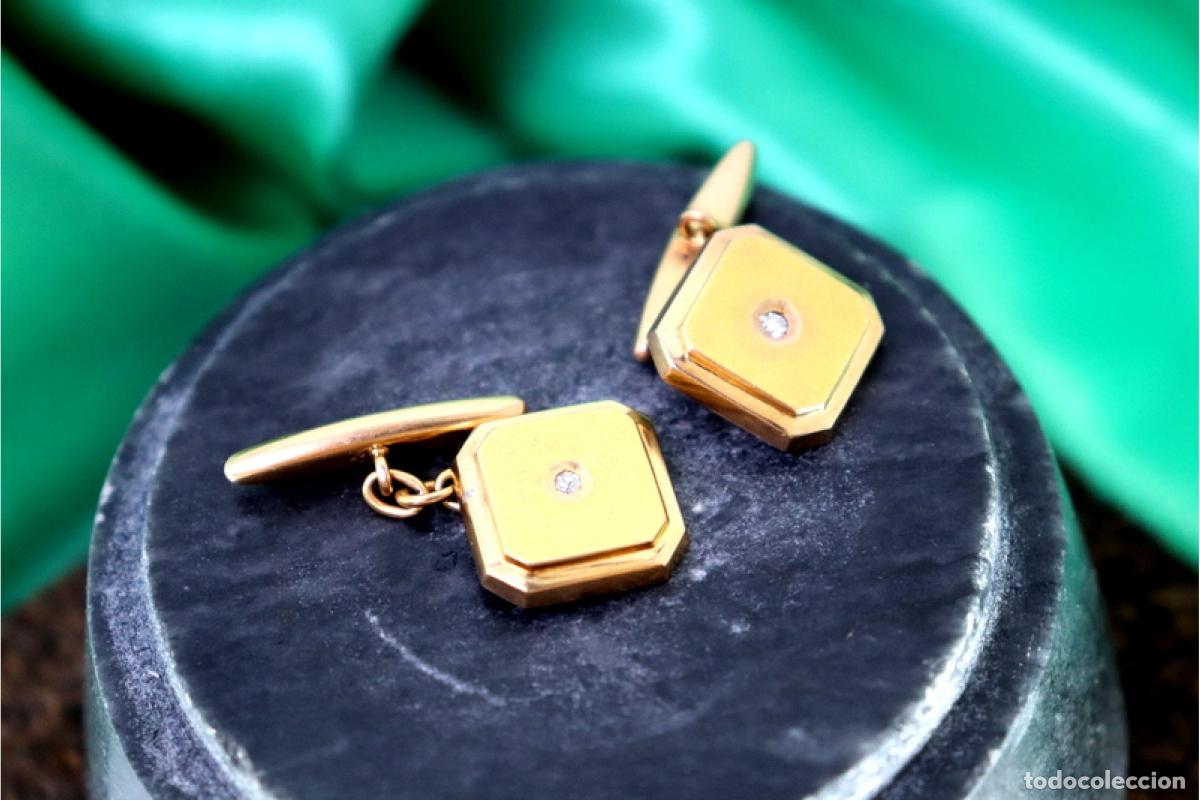 Joyeria: Gemelos de oro de 19,2 quilates con diamantes - Foto 4