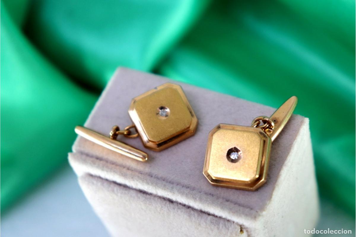 Joyeria: Gemelos de oro de 19,2 quilates con diamantes - Foto 5