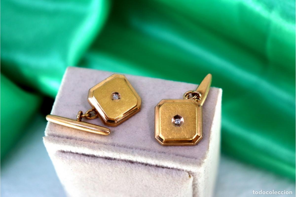 Joyeria: Gemelos de oro de 19,2 quilates con diamantes - Foto 6