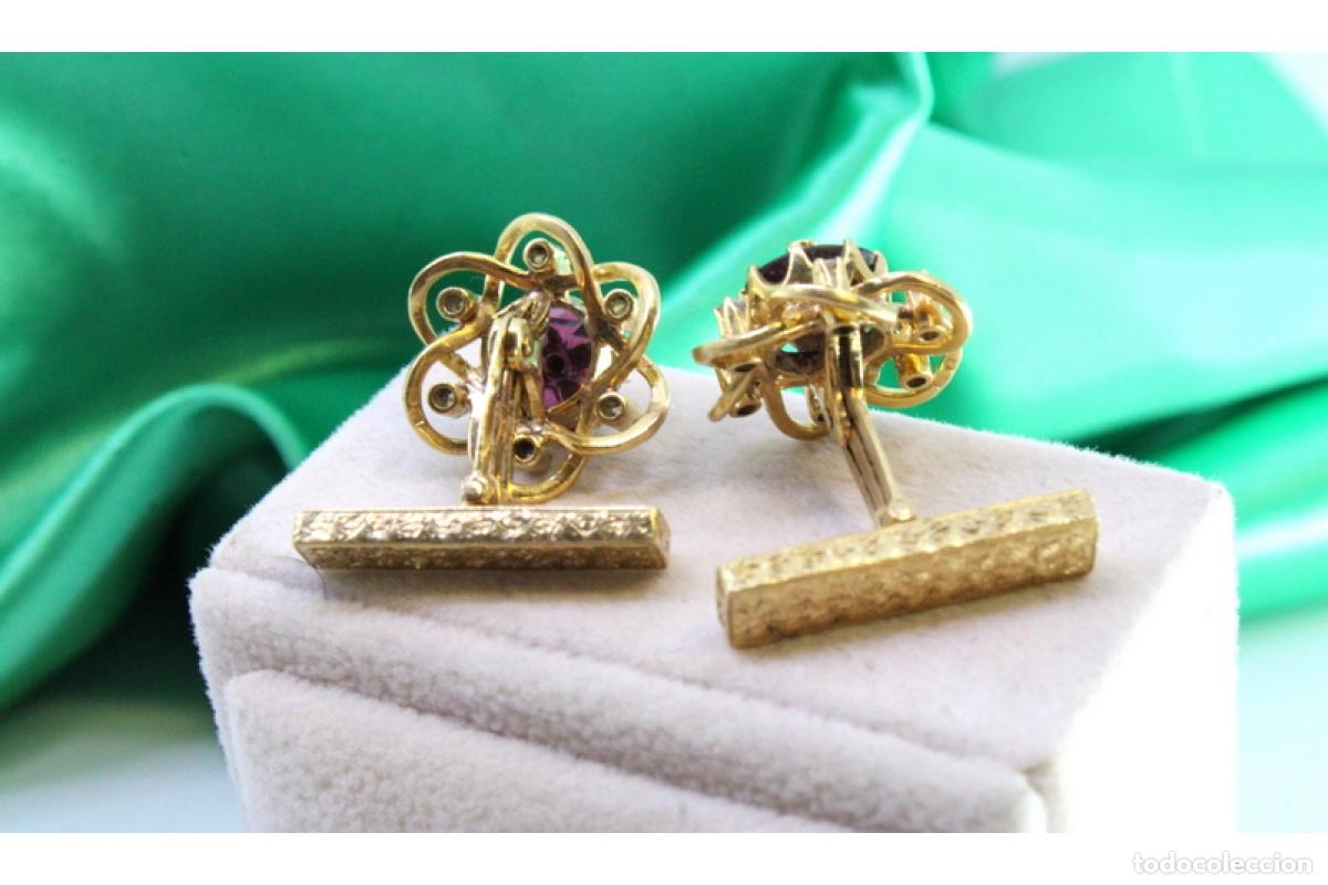Joyeria: Gemelos de oro de 19,2K con diamantes y &oacute;nix. - Foto 2