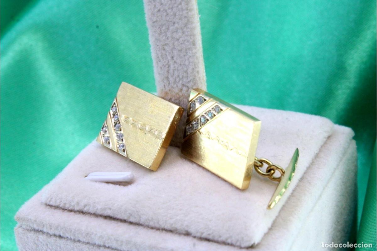 Joyeria: Gemelos de oro de 19,2 quilates con diamantes - Foto 2