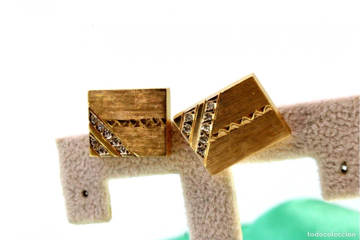 Joyeria: Gemelos de oro de 19,2 quilates con diamantes - Foto 3