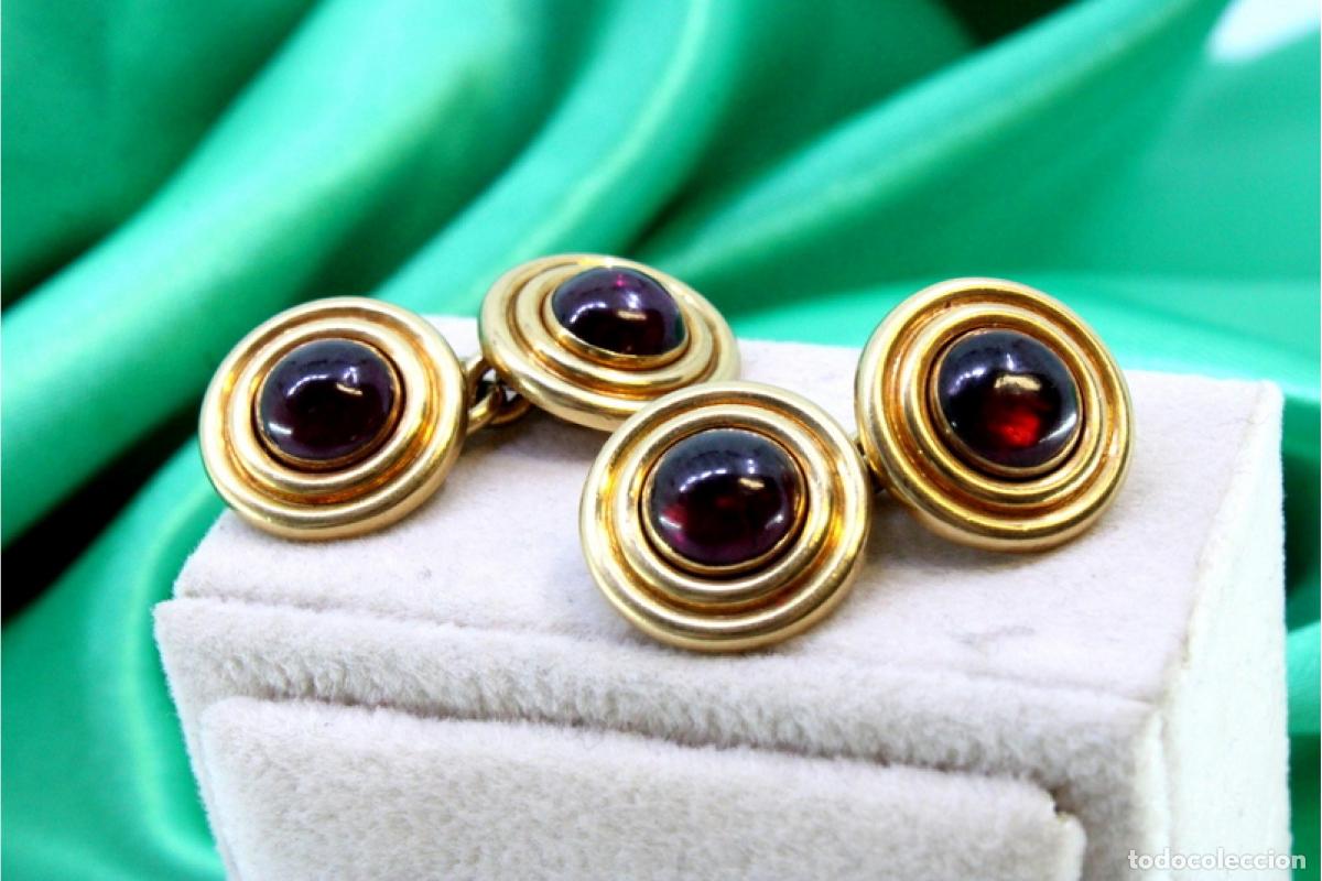 Joyeria: Gemelos de oro de 19,2 quilates con granates - Foto 2