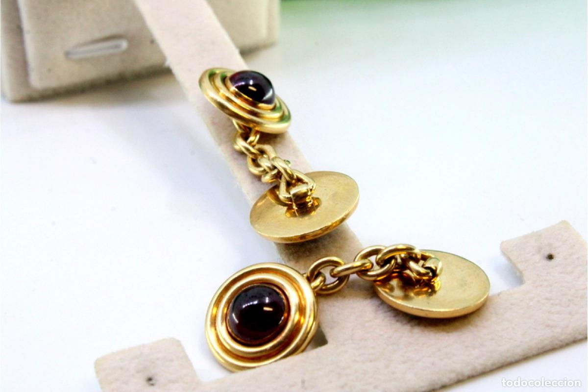Joyeria: Gemelos de oro de 19,2 quilates con granates - Foto 4