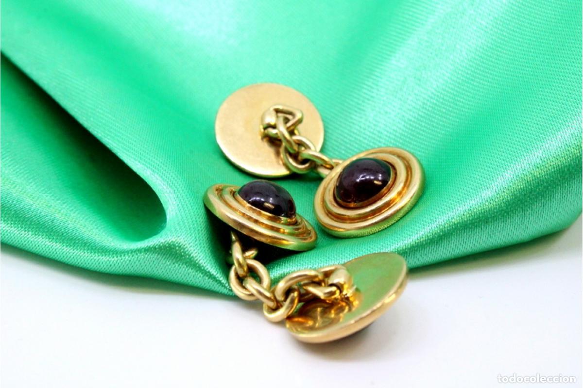 Joyeria: Gemelos de oro de 19,2 quilates con granates - Foto 5