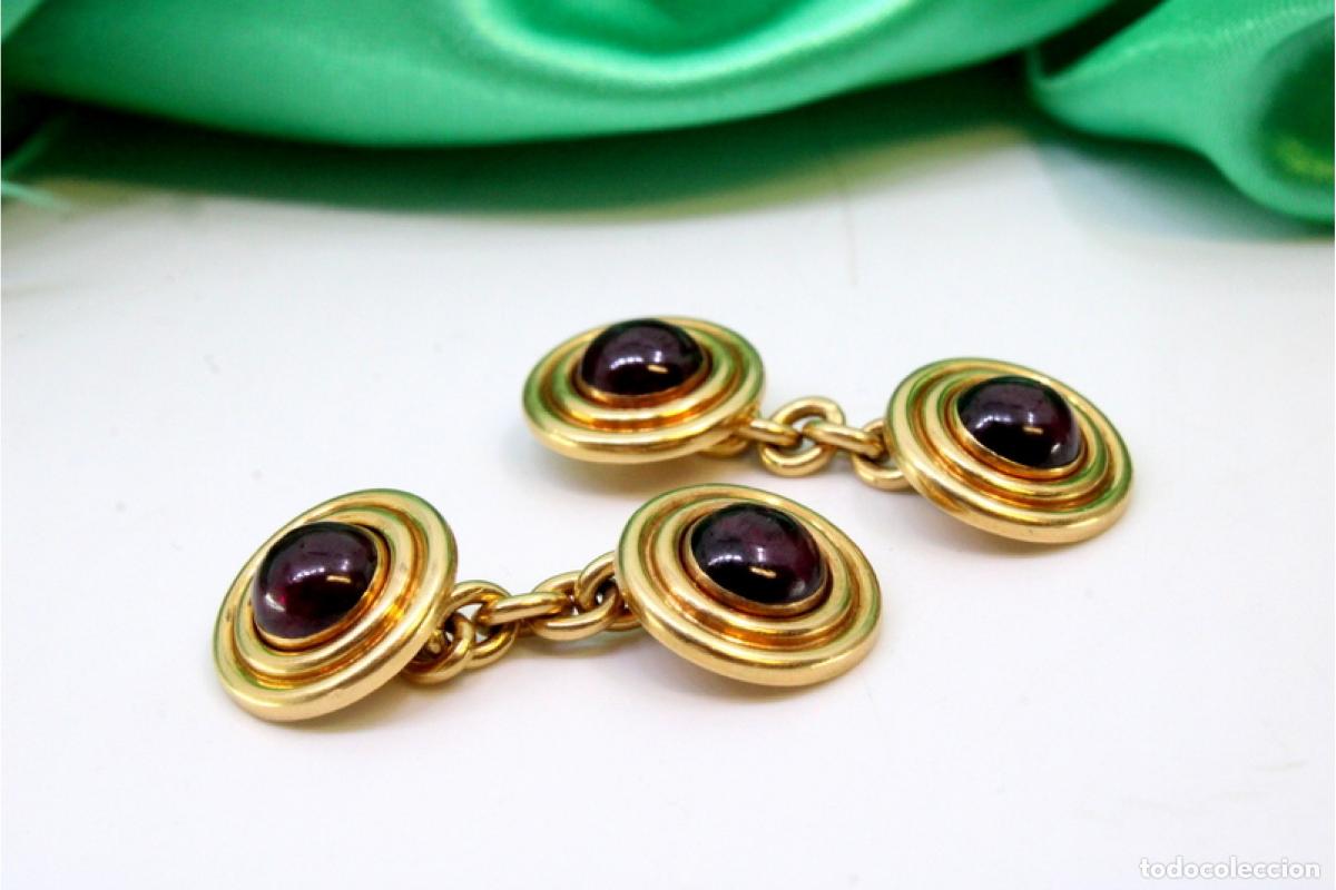 Joyeria: Gemelos de oro de 19,2 quilates con granates - Foto 1