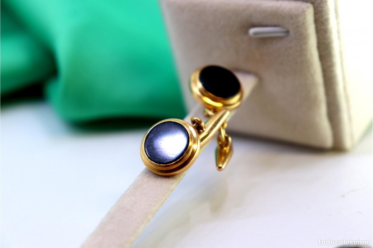 Joyeria: Gemelos de oro de 19,2 quilates con &oacute;nix - Foto 2