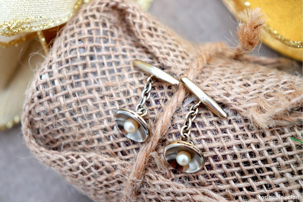 Joyeria: Gemelos de oro de 19,2 quilates con perlas - Foto 2