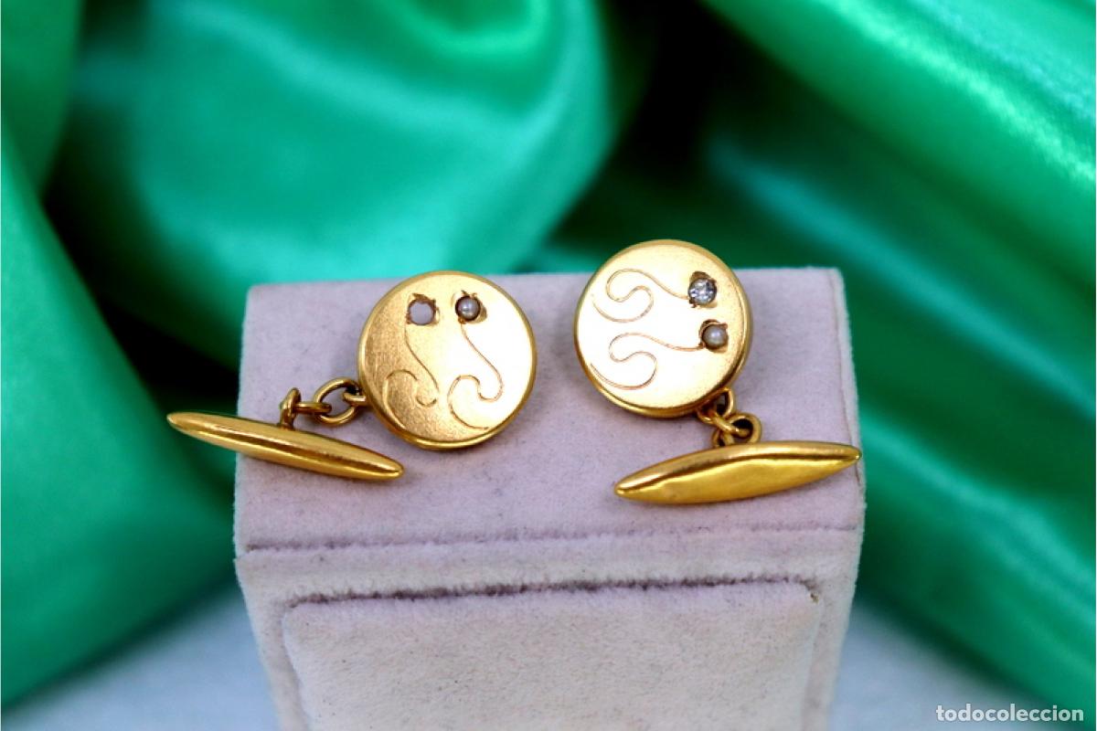Joyeria: Gemelos de oro de 19,2 quilates con perlas - Foto 5