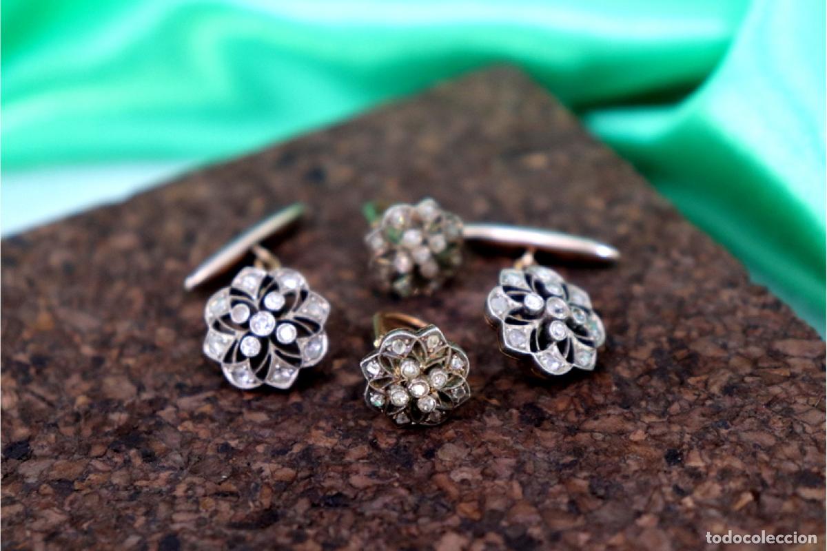 Joyeria: Gemelos de oro y plata de 19,2K con diamantes. - Foto 2